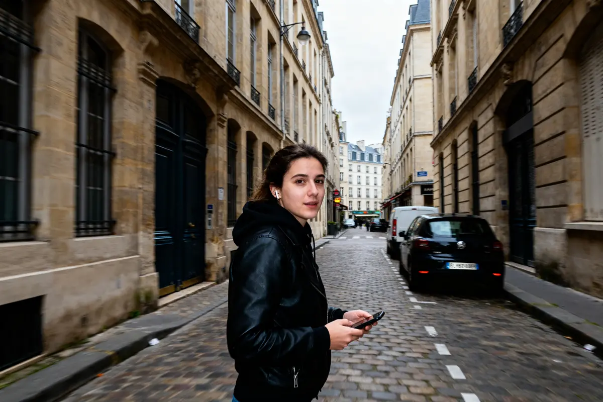 Une femme marche dans une rue urbaine équivalant à 20000 pas en km