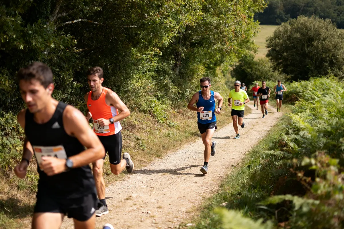 Course en plein air illustrant l'endurance affichée par les coureurs sur ce chemin forestier